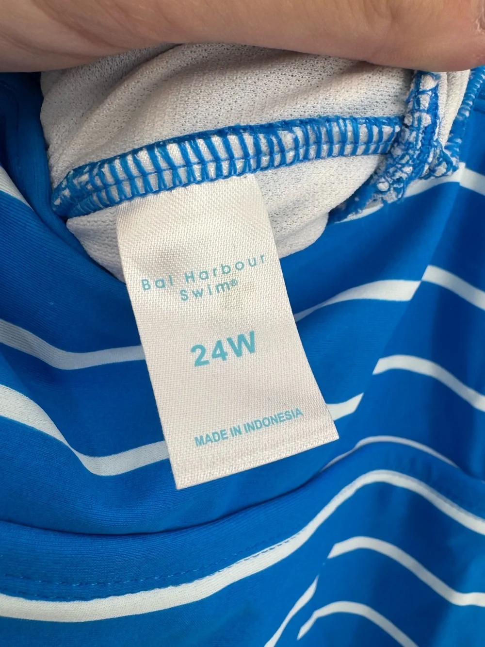 Bal Harbour Swim Blue White Striped Surplice One-Piece Swimsuit Women’s 24W NWT